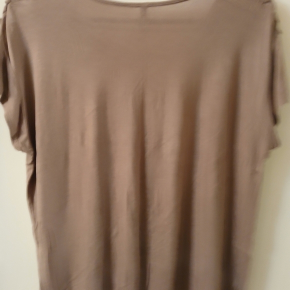 Women's Soft Splash Criss-Crossed Shoulder Sides Brown Blouse Size Large - Picture 10 of 13